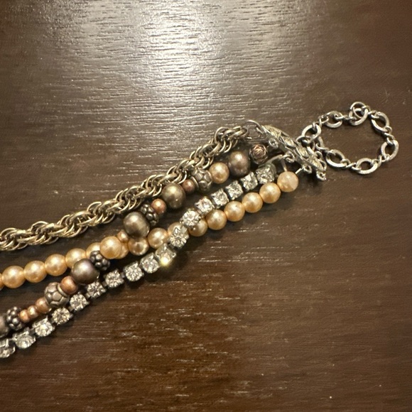 Vintage Multi-Strand Pearl Rhinestone Necklace Statement Repurposed Jewelry - Picture 4 of 7